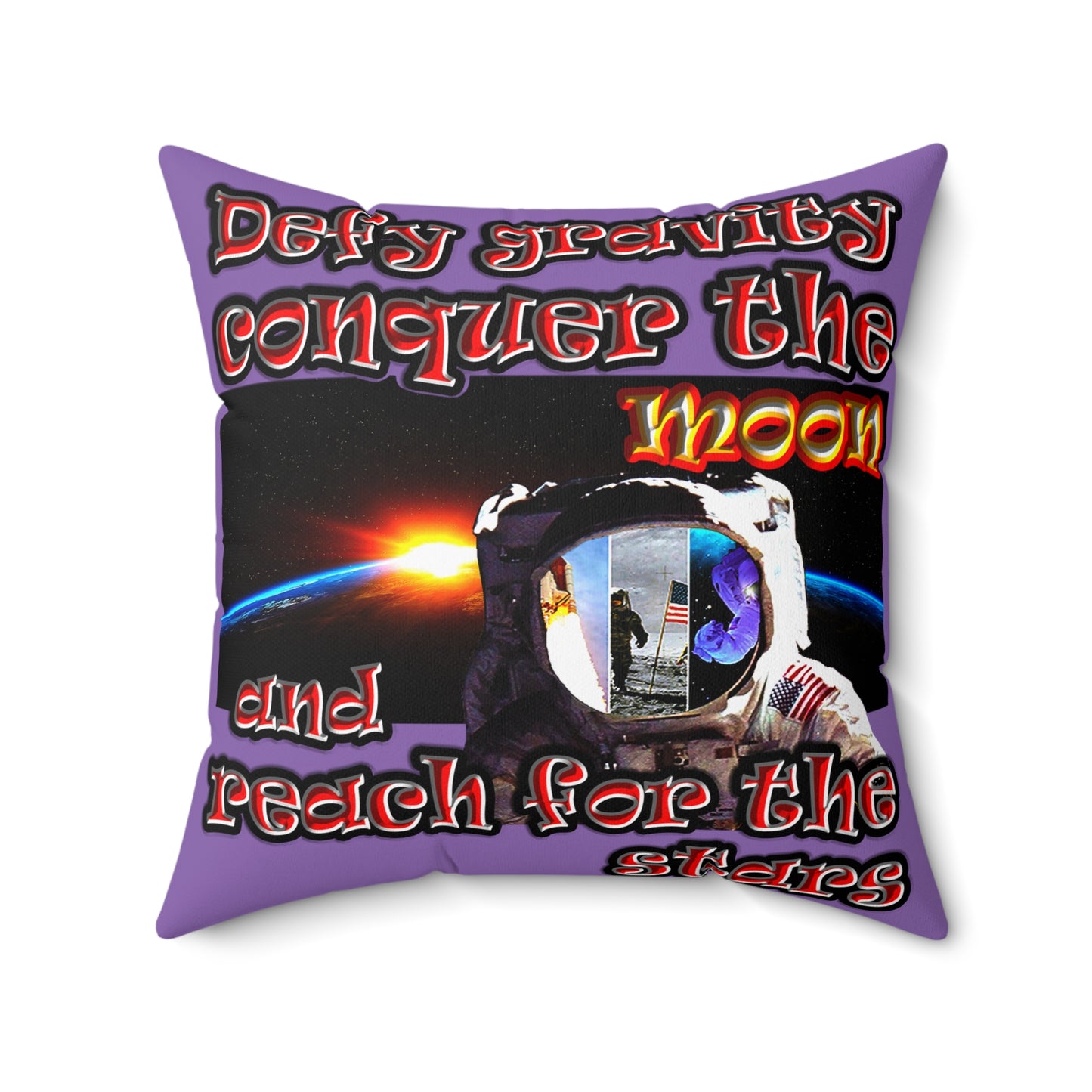 defy conquer reach - Spun Polyester Square Pillow - (light purple)