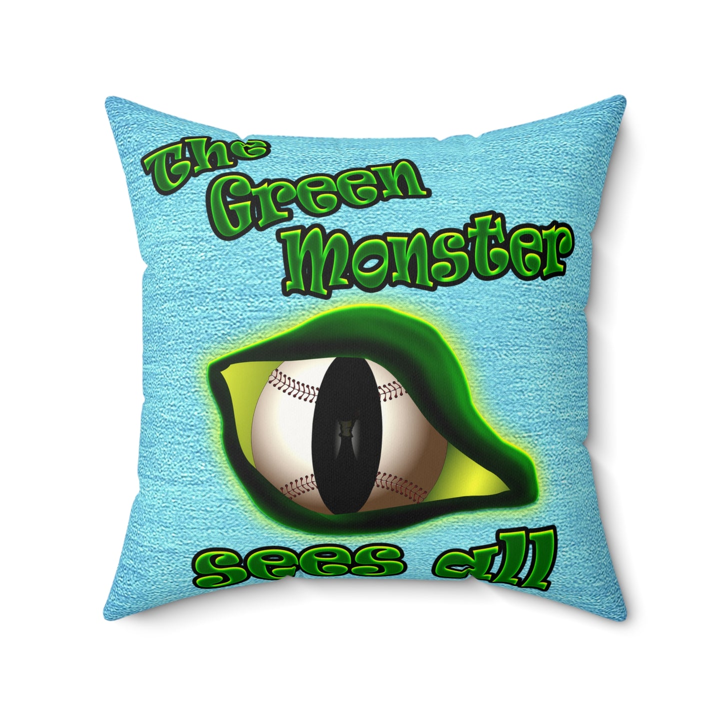 green monster - Faux Suede Square Pillow - (faded blue)