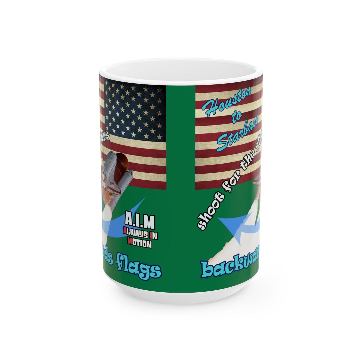 shoot for the stars - White Mug (dark green)