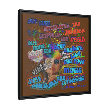 drop the beat - framed canvas art (brown)