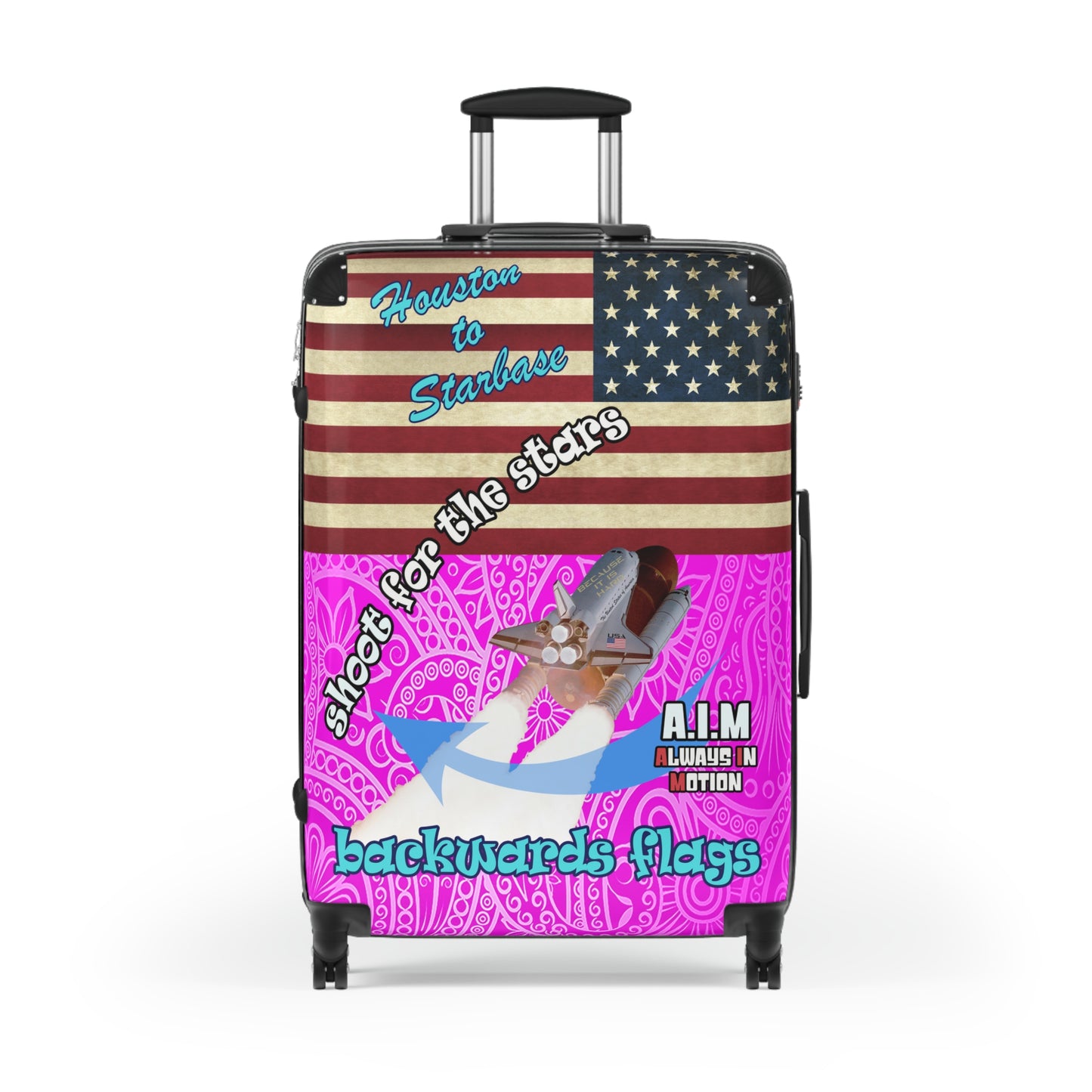 shoot for the stars - Suitcase (pink swirl)