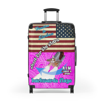 shoot for the stars - Suitcase (pink swirl)