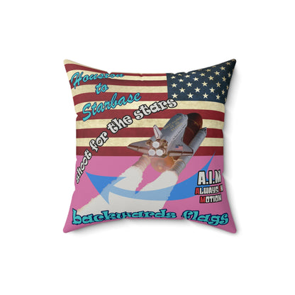 shoot for the stars - Faux Suede Square Pillow - (light pink)