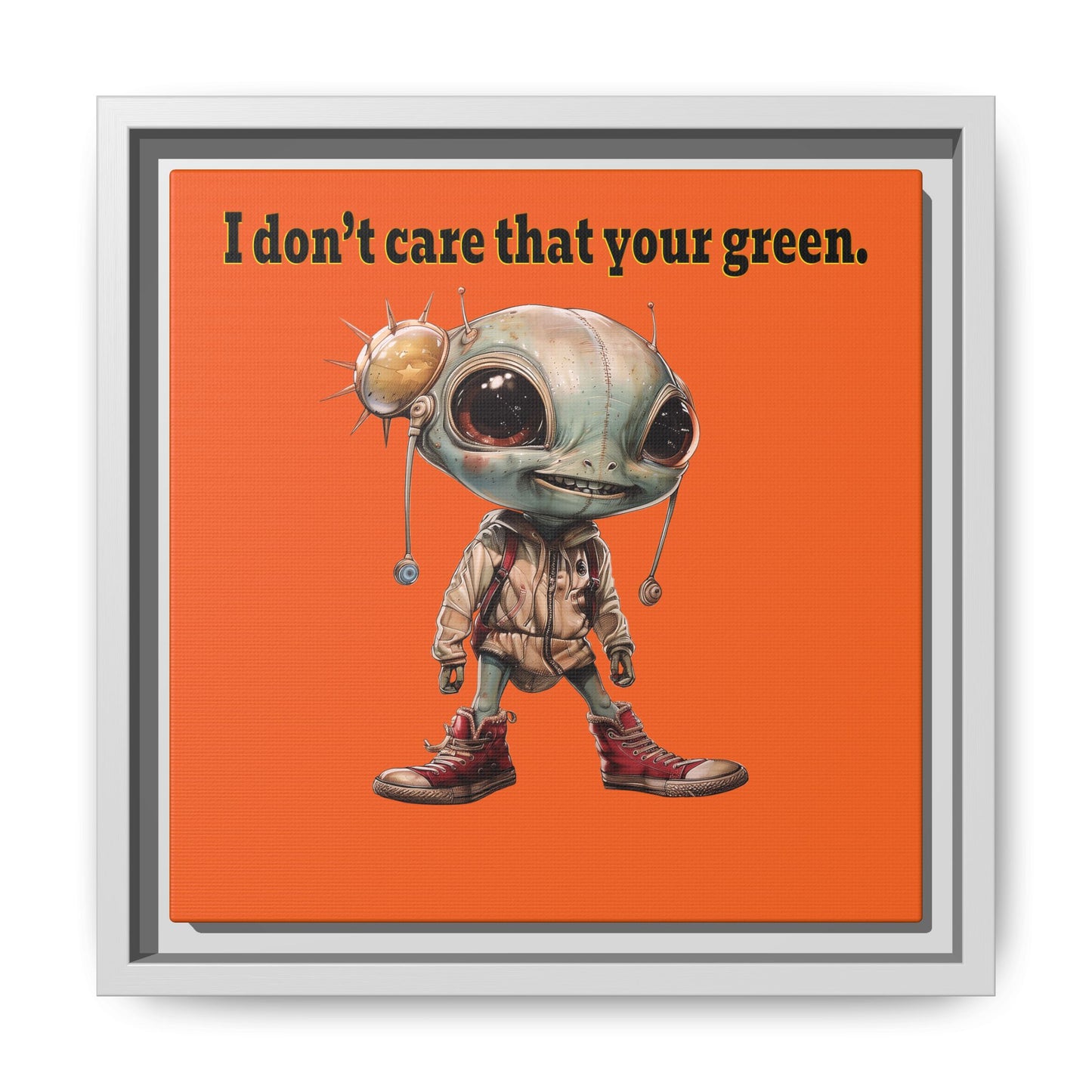 I don't care that your green - framed canvas art (orange)