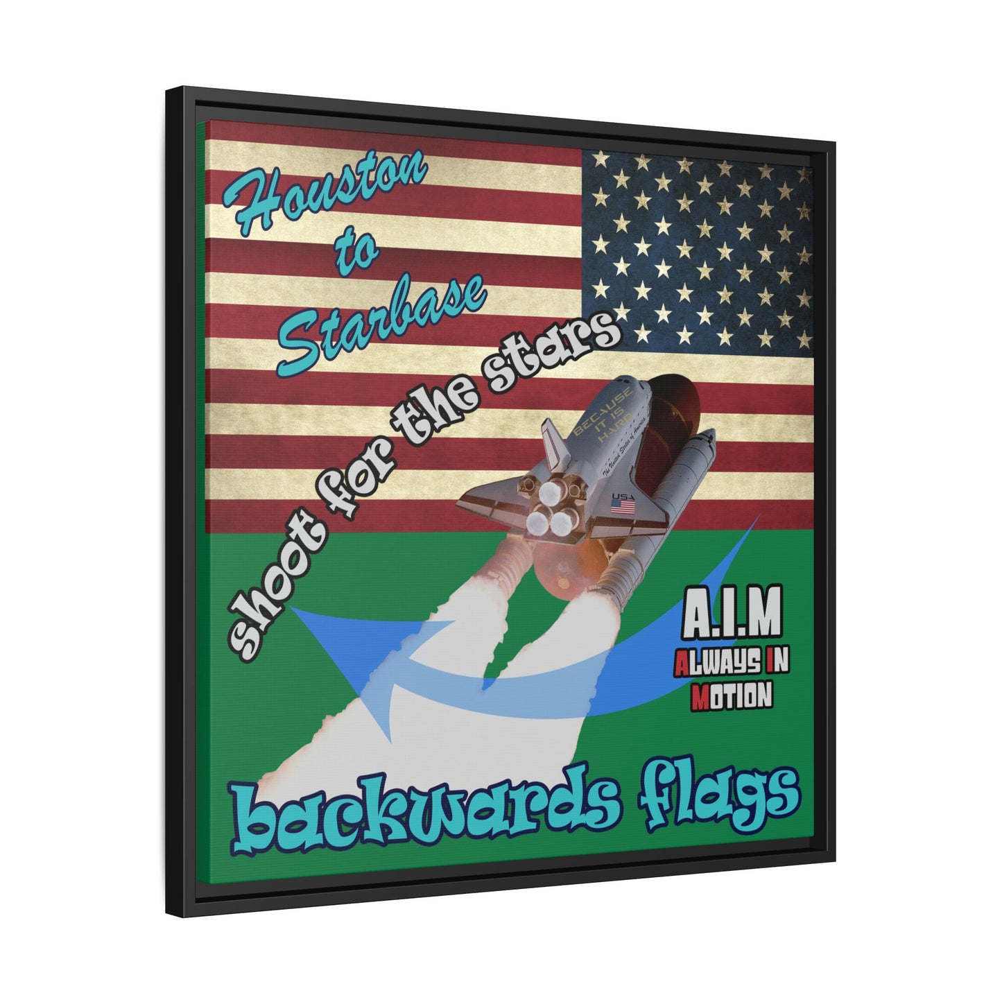 shoot for the stars - framed canvas art (dark green)