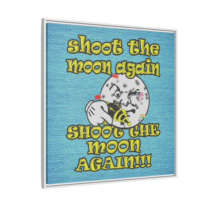 shoot the moon again - framed canvas art (faded blue)