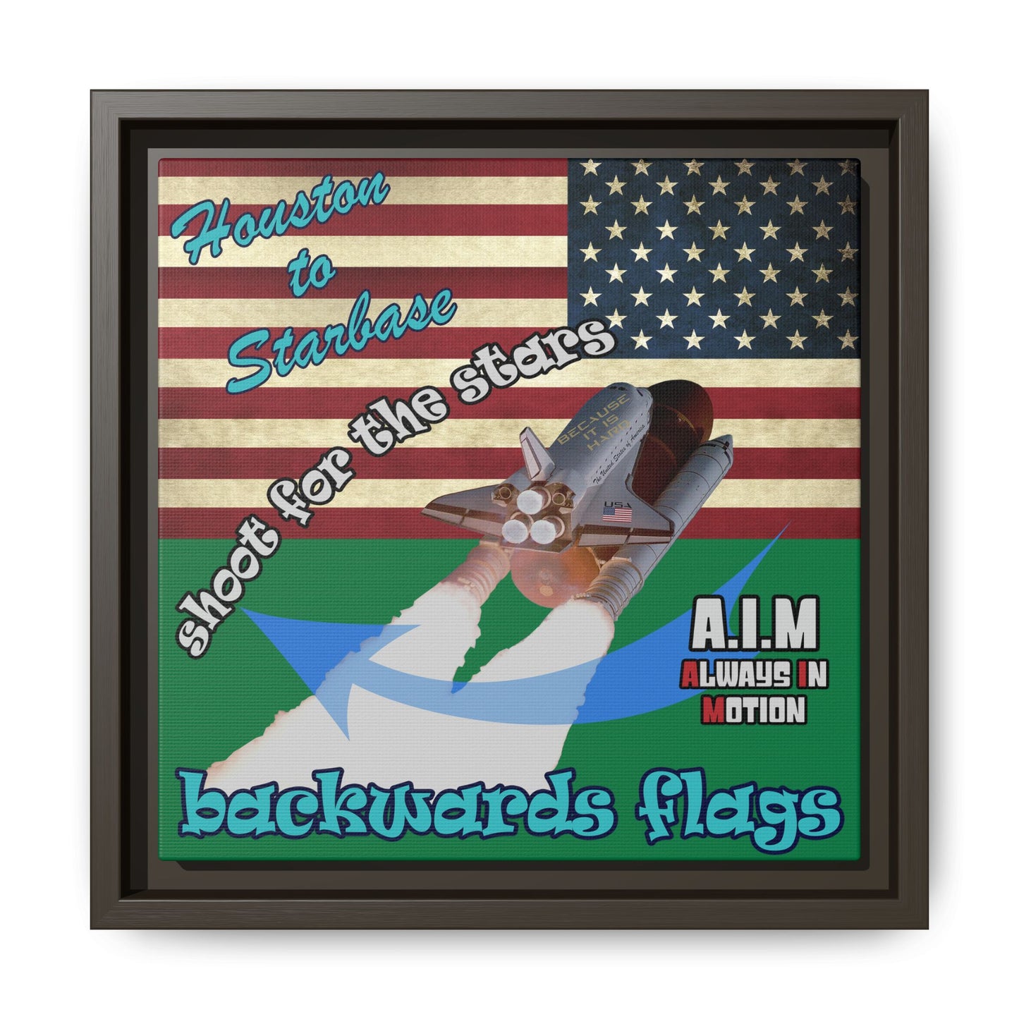 shoot for the stars - framed canvas art (dark green)