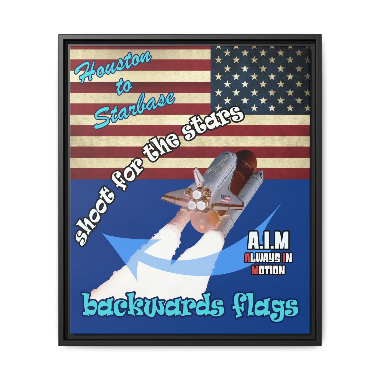 shoot for the stars - framed canvas art (dark blue)