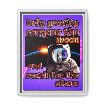 defy conquer reach - framed canvas art (purple-pink wave)