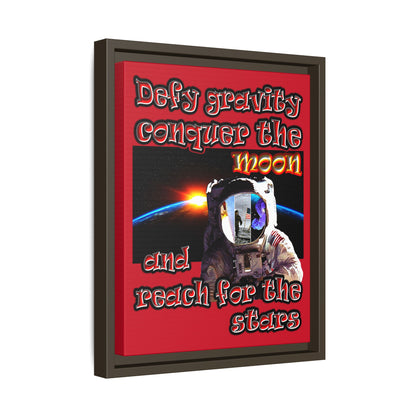 defy conquer reach - framed canvas art (dark red)