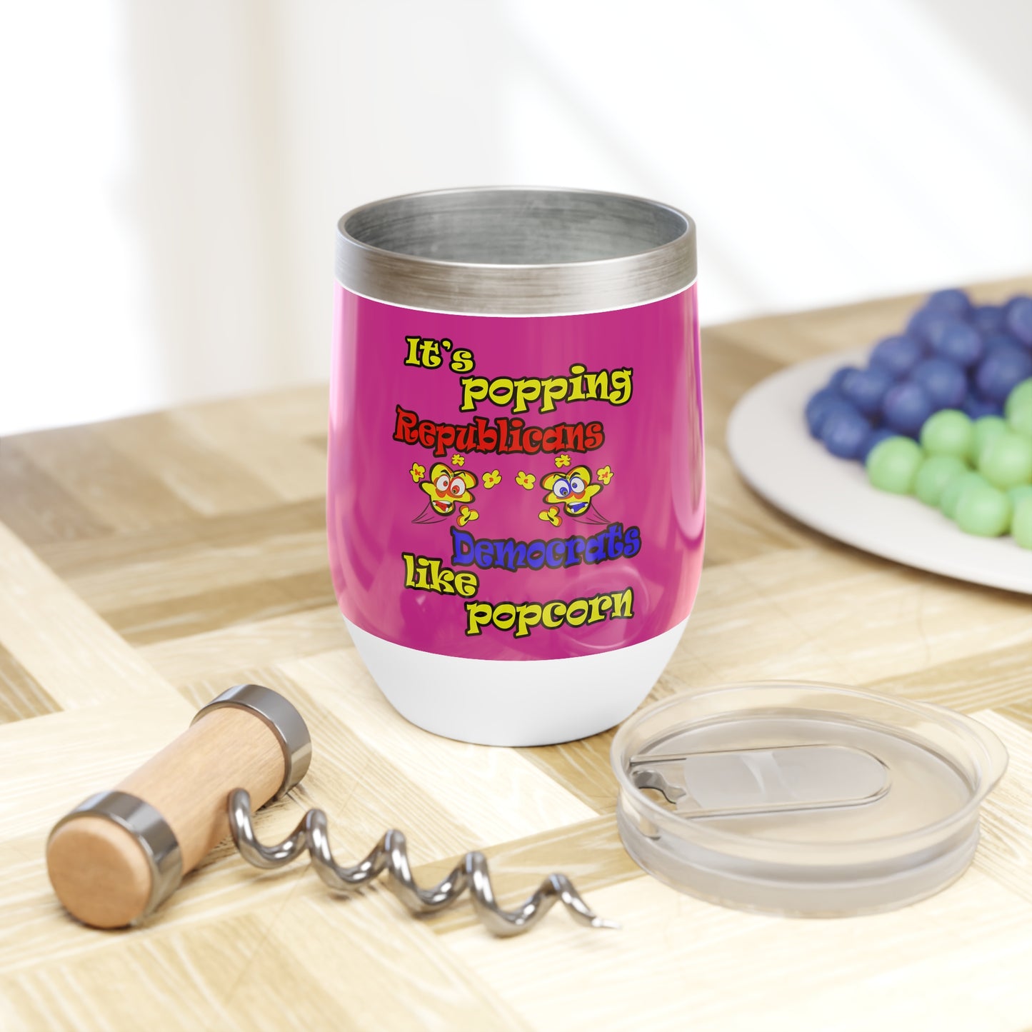 popping like popcorn - Chill Wine Tumbler (pink)