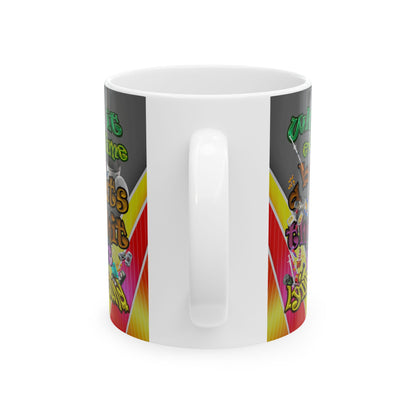 the bum's shit - White Mug (rainbow split)