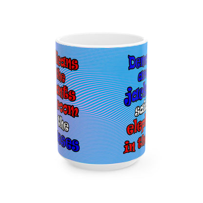 donkeys and elephants - White Mug (light blue-purple wave)