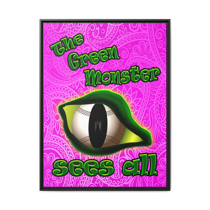 green monster - framed canvas art (pink swirl)