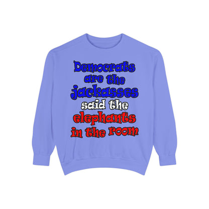donkeys and elephants - Unisex Garment-Dyed Sweatshirt