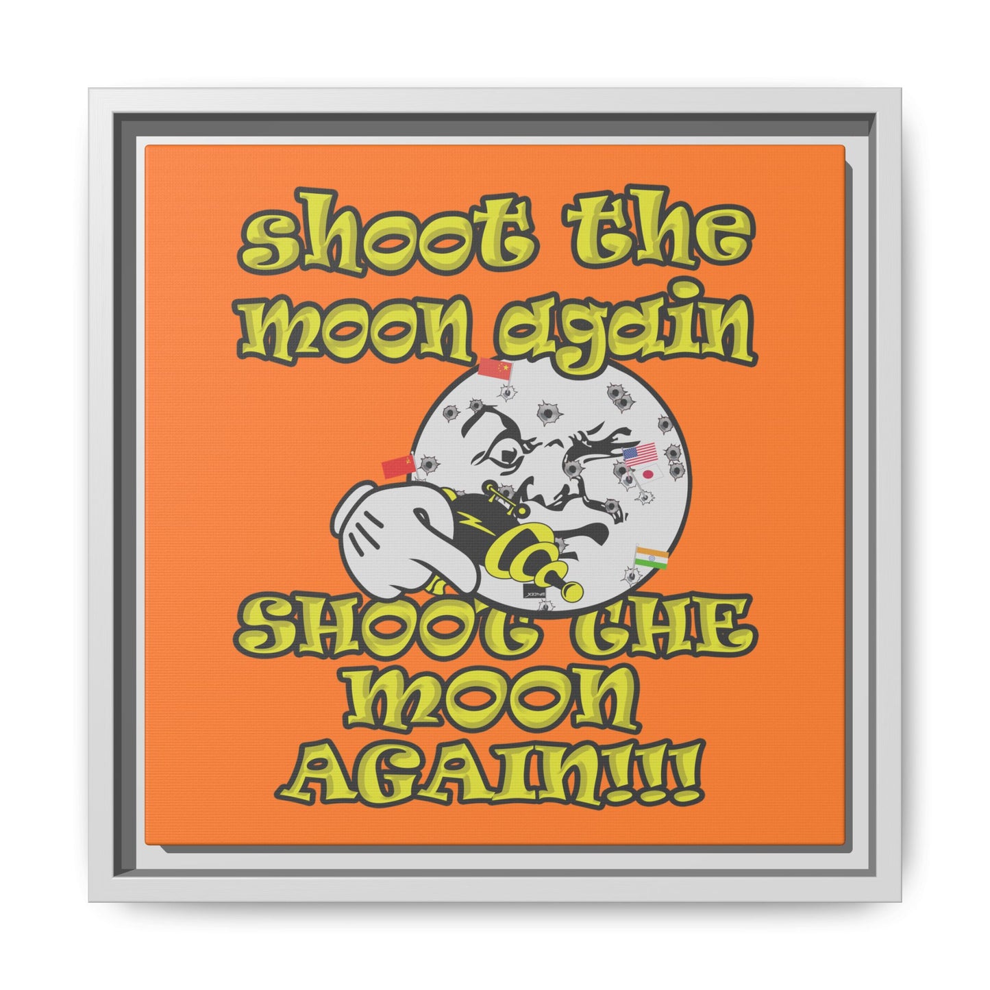shoot the moon again - framed canvas art (crusta)