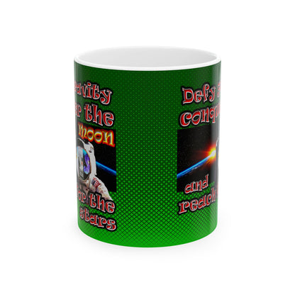 defy conquer reach - White Mug (logo green)