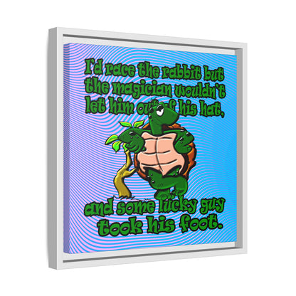 turtle race - framed canvas art (light blue-purple wave)