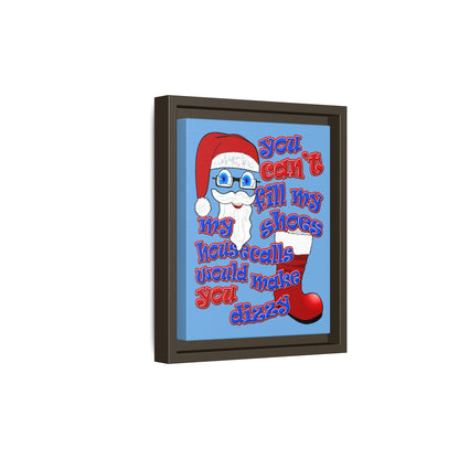 santa's shoes - framed canvas art (light blue)