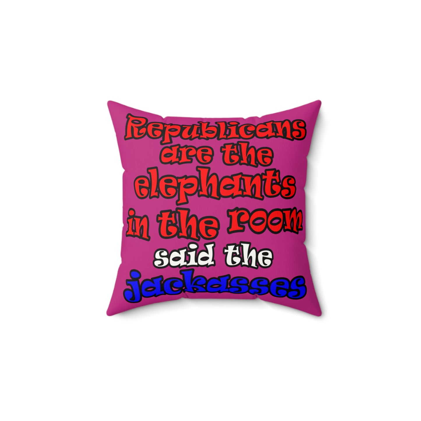 donkeys and elephants - Faux Suede Square Pillow - (pink)