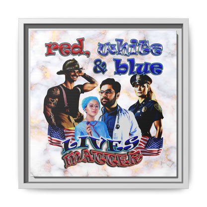 rw&b lives matter - framed canvas art (white marble)