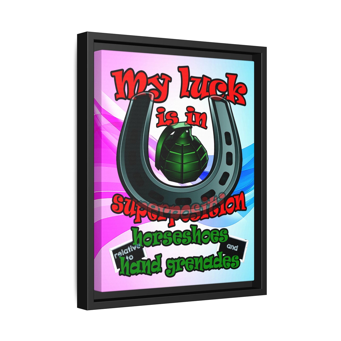 my luck - framed canvas art (light blue-pink wave)