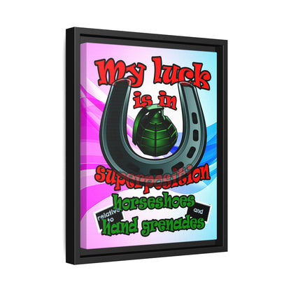 my luck - framed canvas art (light blue-pink wave)