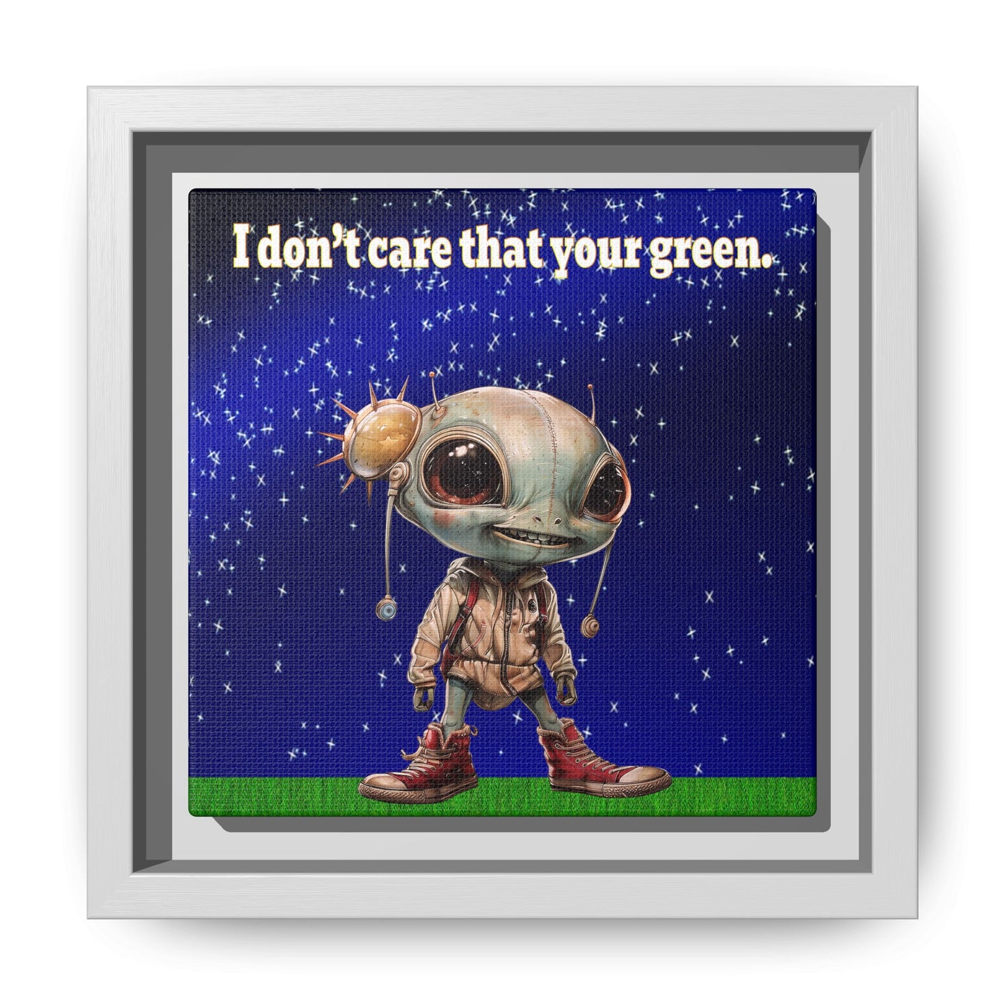 I don't care that your green - framed canvas art ('snoops' background)