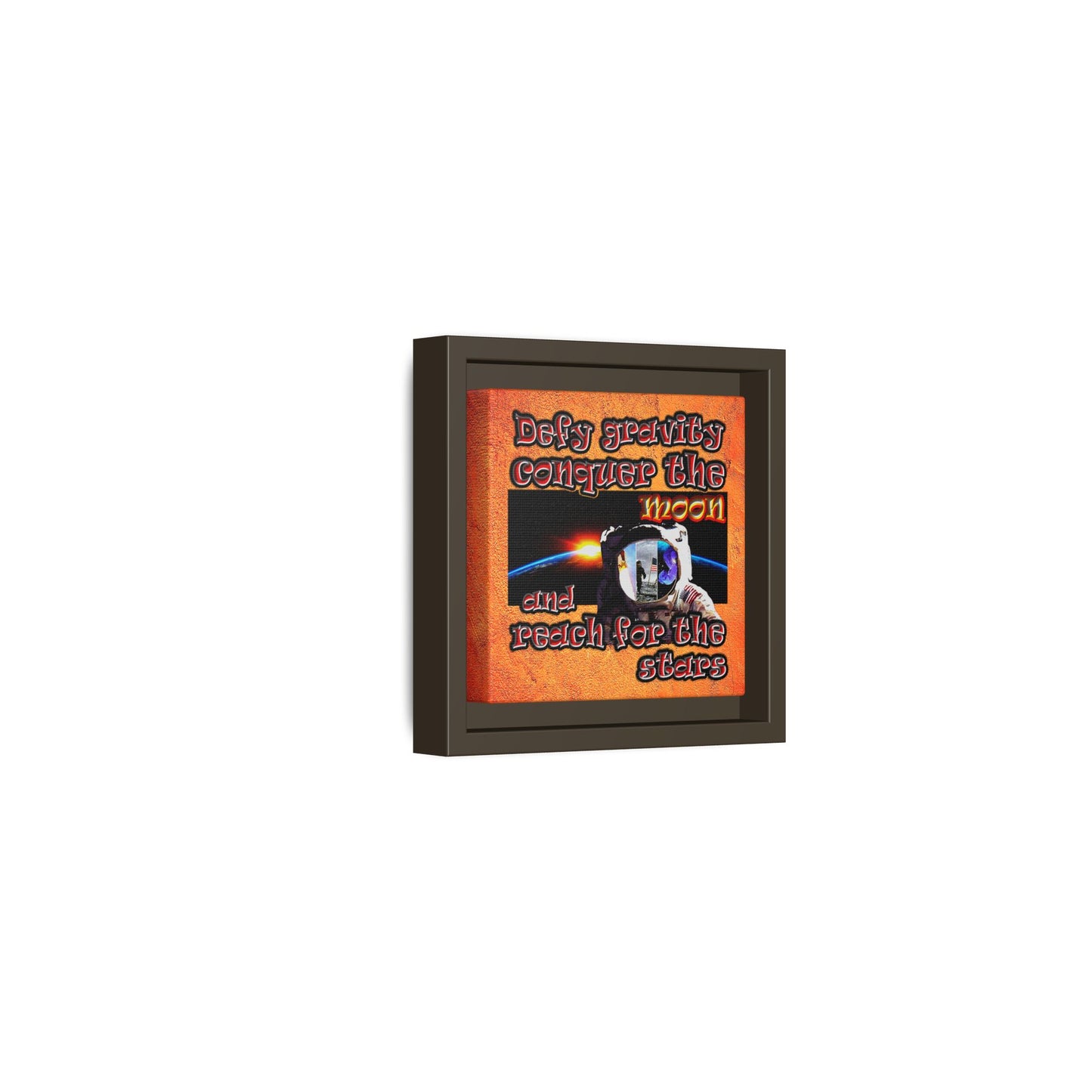 defy conquer reach - framed canvas art (burnt orange)