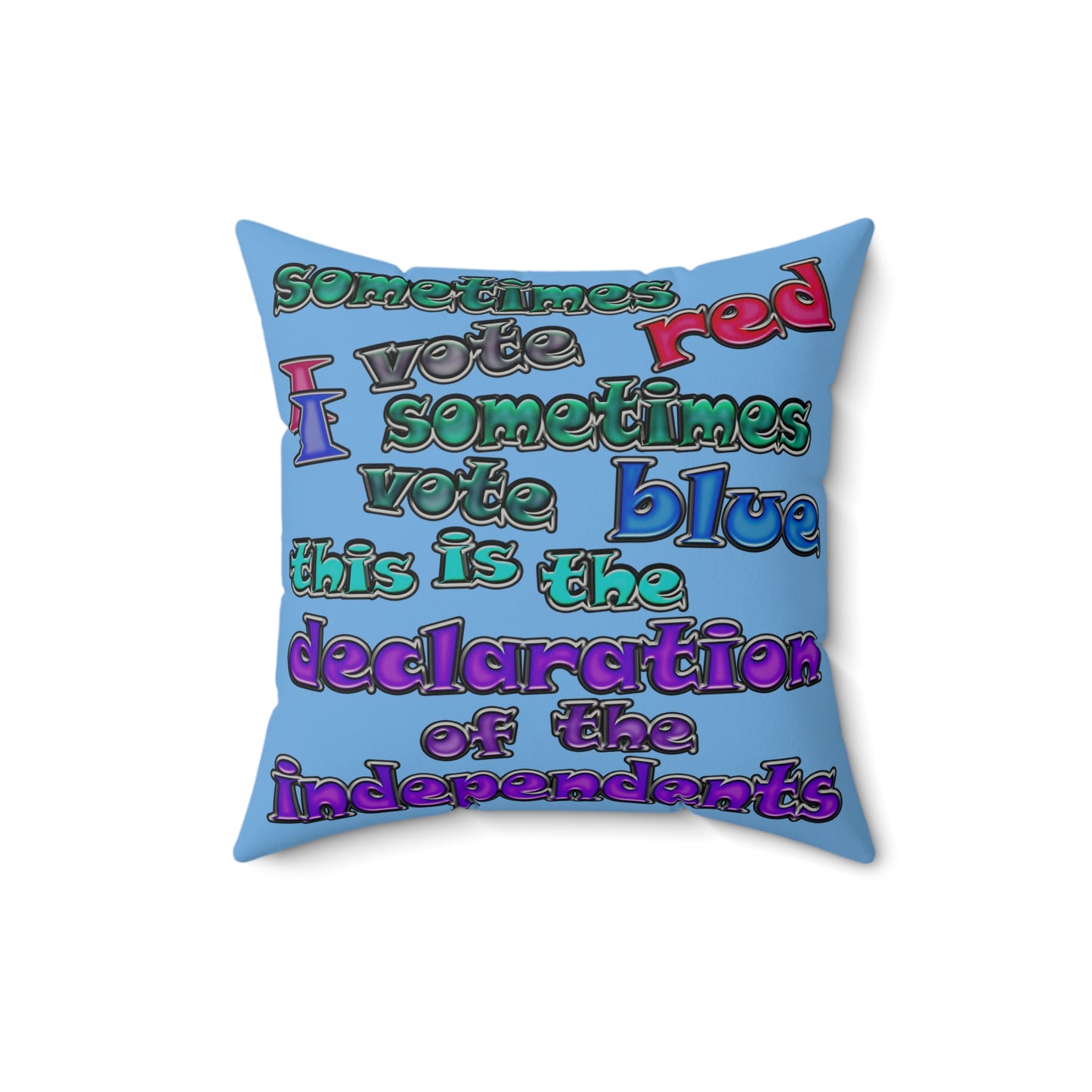 declaration of the independents - Faux Suede Square Pillow - (light blue)