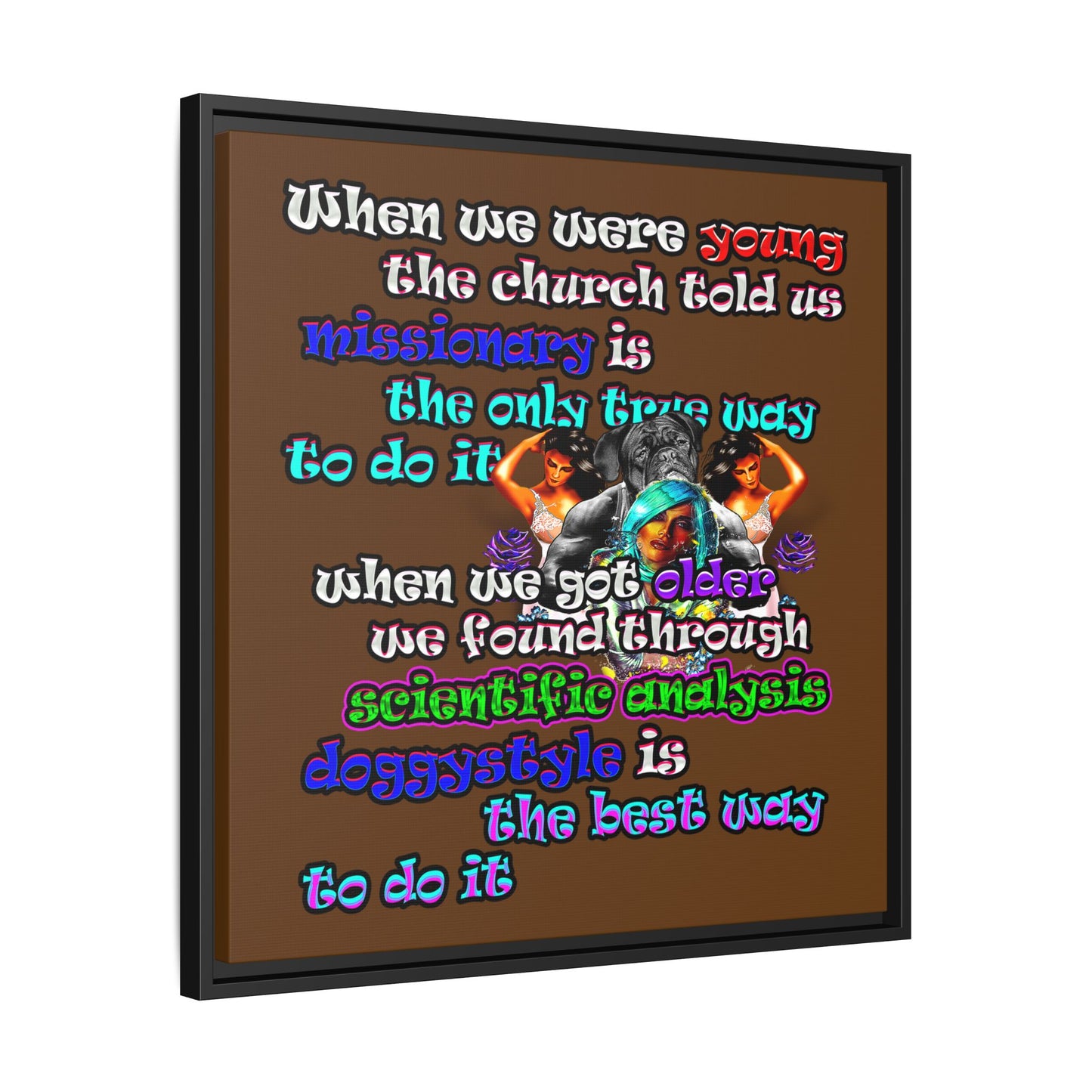 doggystyle - framed canvas art (brown)