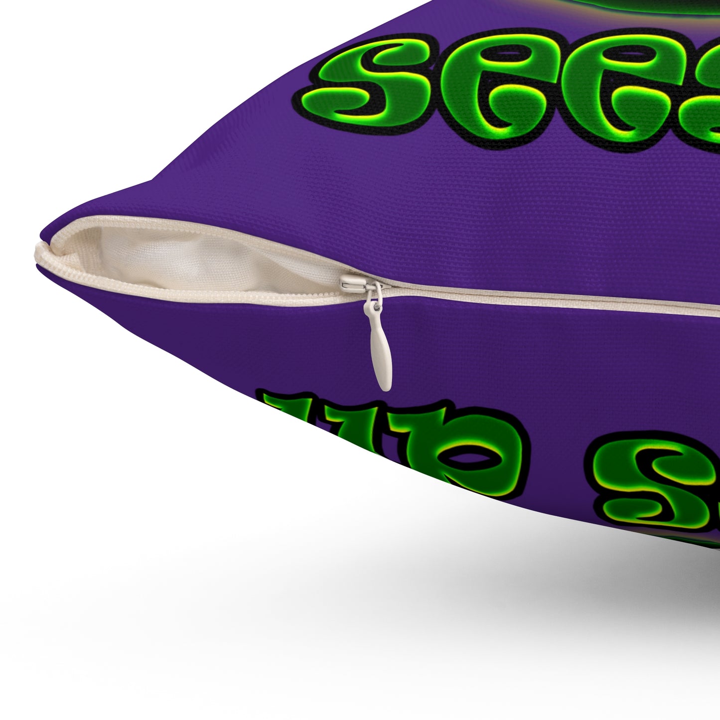 green monster - Spun Polyester Square Pillow - (purple)
