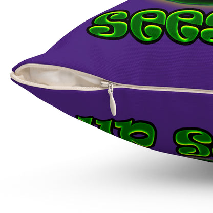 green monster - Spun Polyester Square Pillow - (purple)