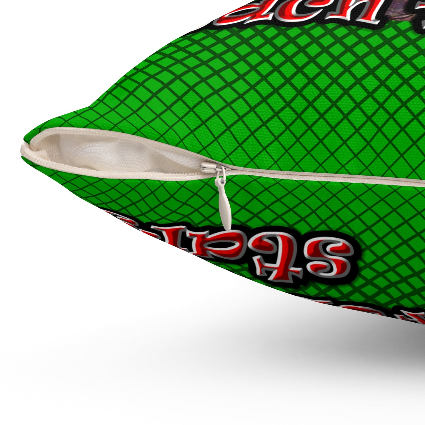 defy conquer reach - Spun Polyester Square Pillow - (logo green)