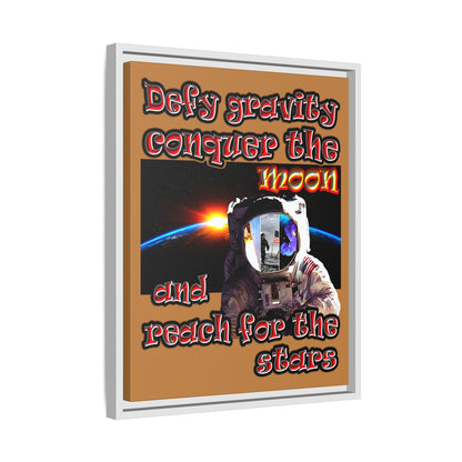 defy conquer reach - framed canvas art (light brown)