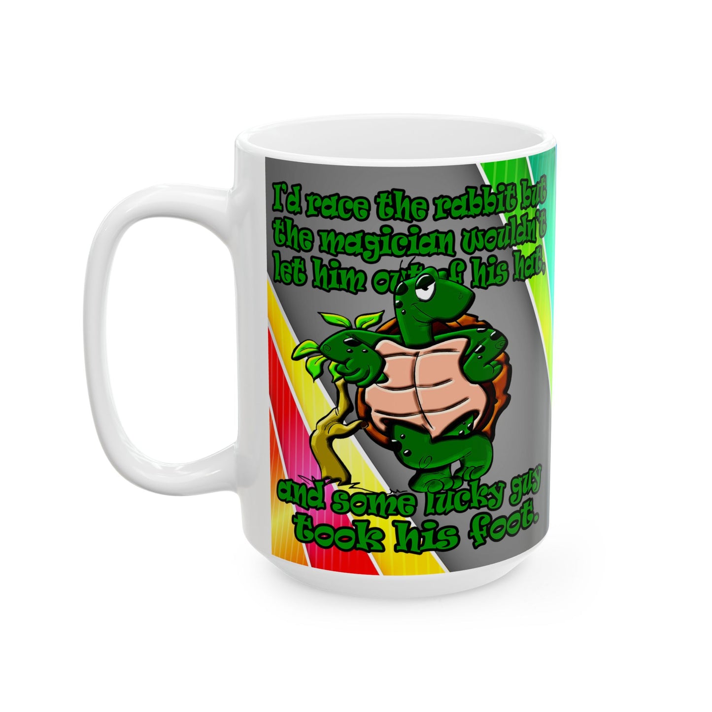 turtle race - White Mug (rainbow split)