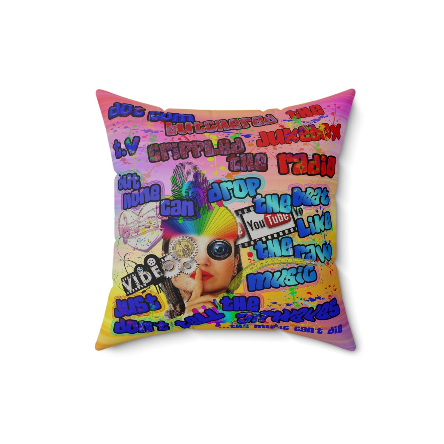 drop the beat - Faux Suede Square Pillow - (color blur)