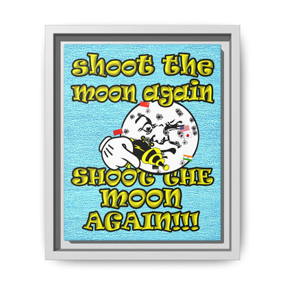 shoot the moon again - framed canvas art (faded blue)