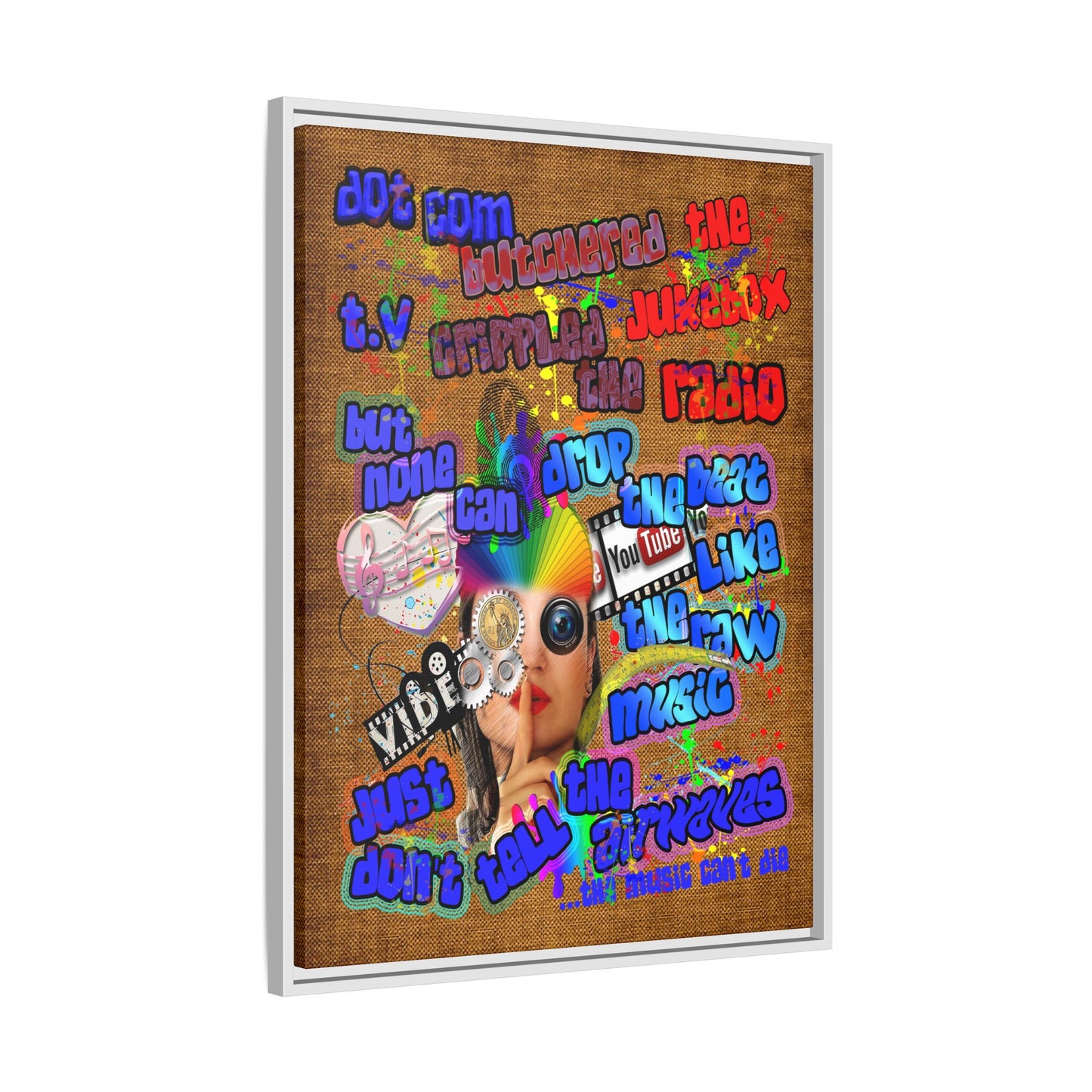 drop the beat - framed canvas art (brown papyrus)