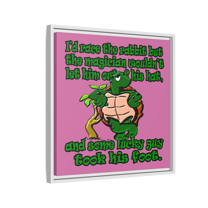 turtle race - framed canvas art (light pink)