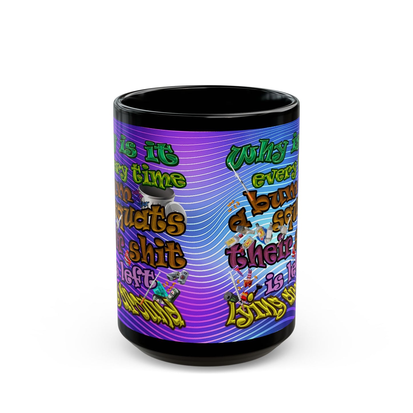 the bum's shit - Black Mug (purple wave)