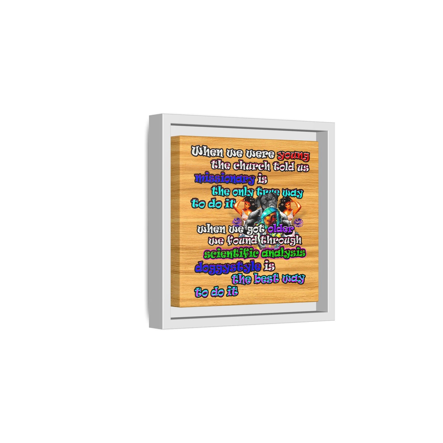 doggystyle - framed canvas art (butterscotch wood finish)