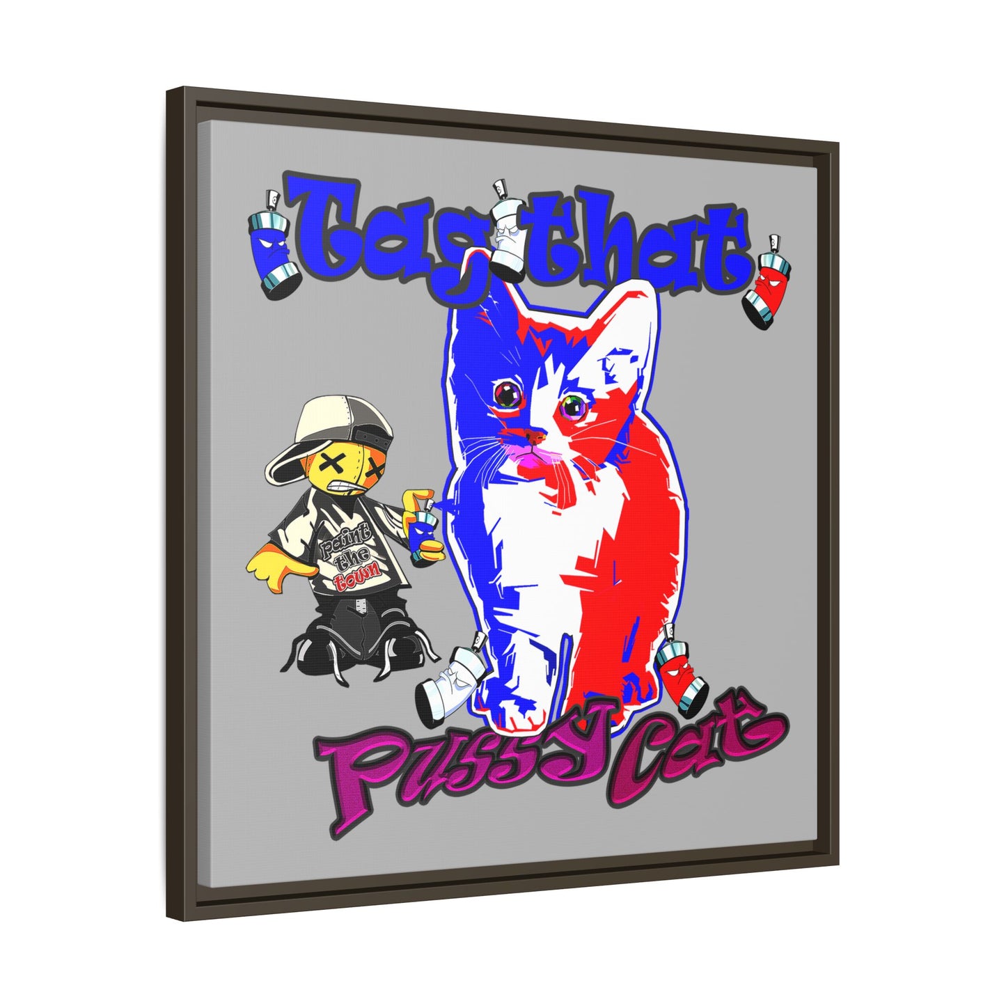 tag that - framed canvas art (light grey)