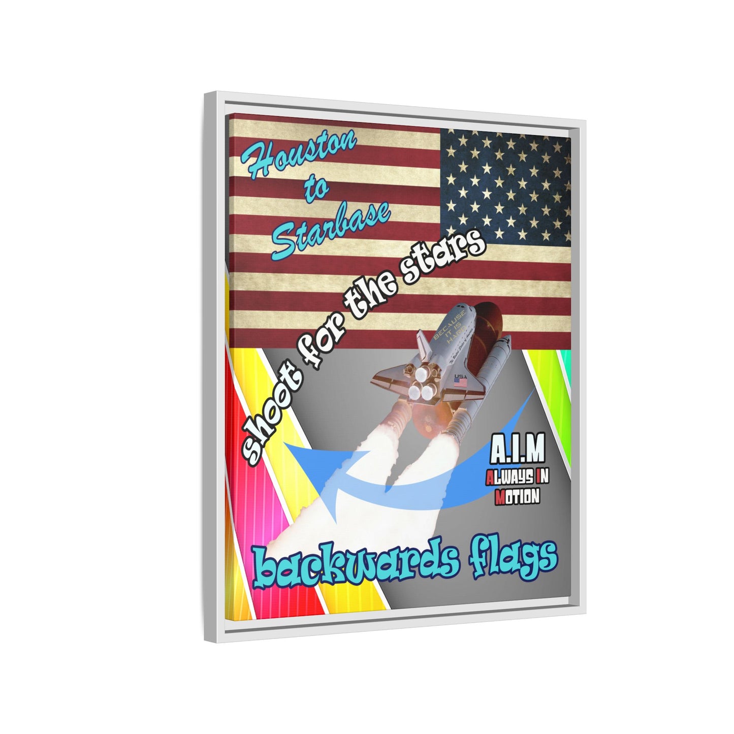 shoot for the stars - framed canvas art (rainbow split)
