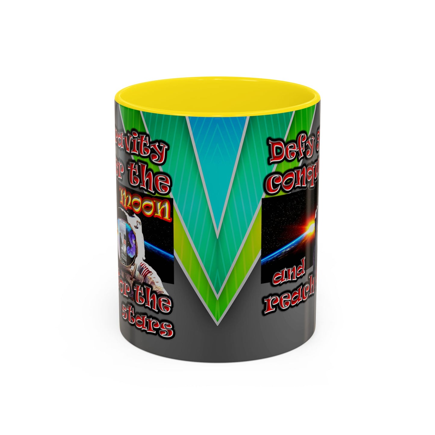 defy conquer reach - Accent Mug (rainbow split)