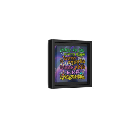 the bum's shit - framed canvas art (grey-pink wave)