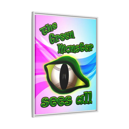 green monster - framed canvas art (light blue-pink wave)