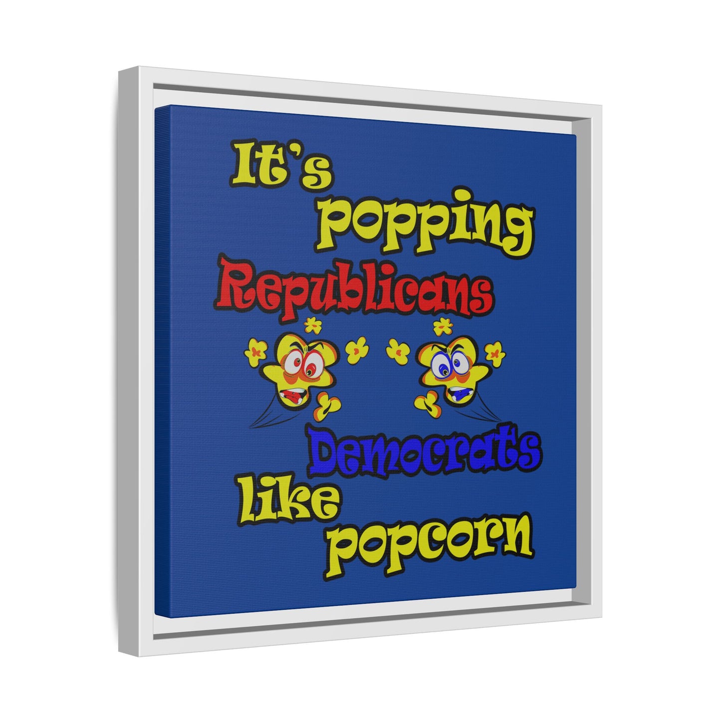 popping like popcorn - framed canvas art (dark blue)