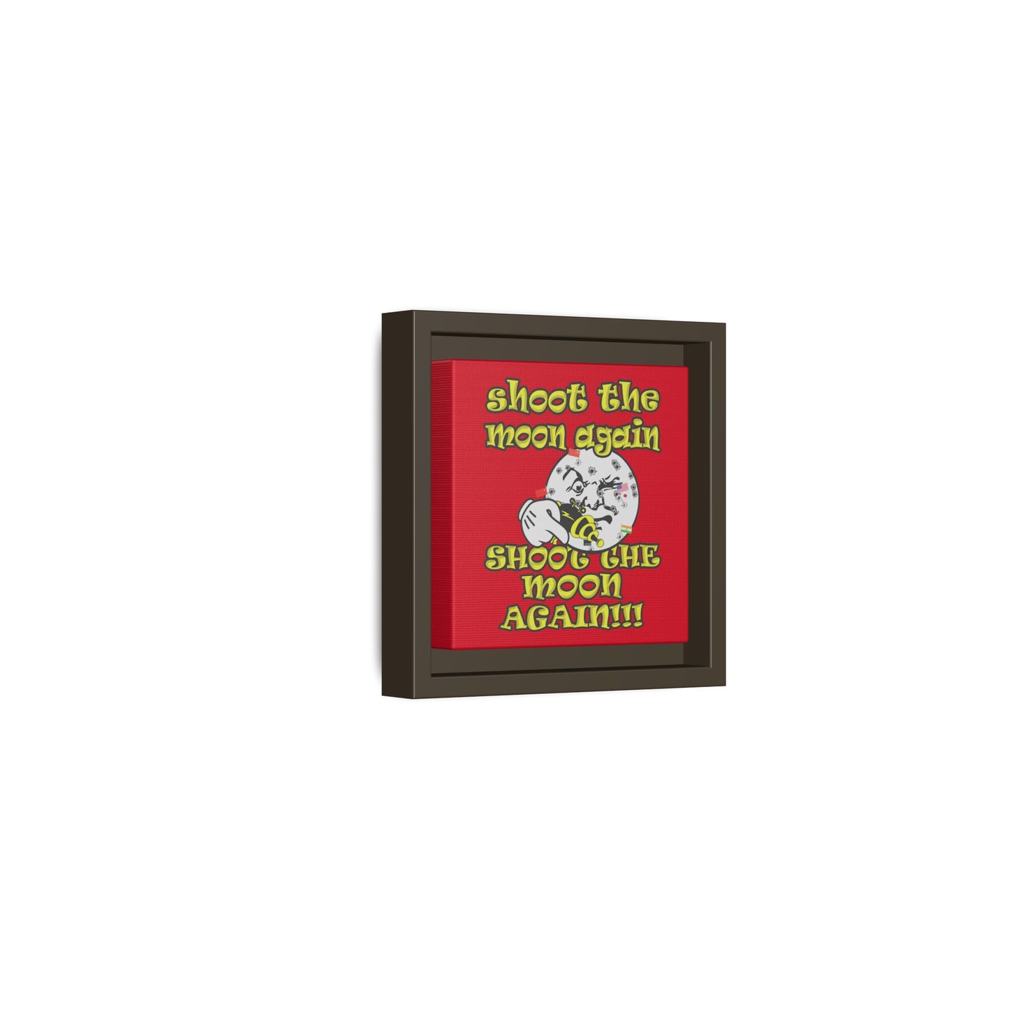 shoot the moon again - framed canvas art (dark red)
