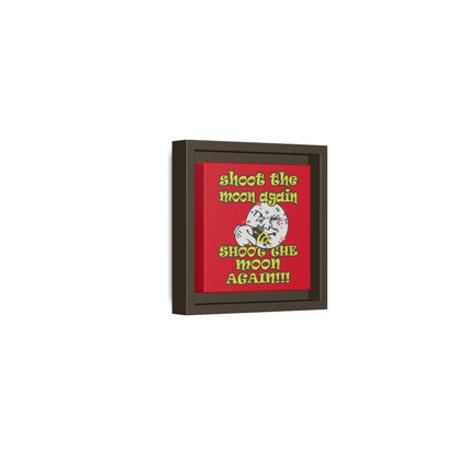 shoot the moon again - framed canvas art (dark red)